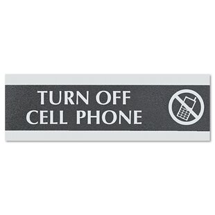 Century Series "Cell Phones Must Be Turned Off" Sign, 9 x 1/2 x 3, Black/Silver                                              