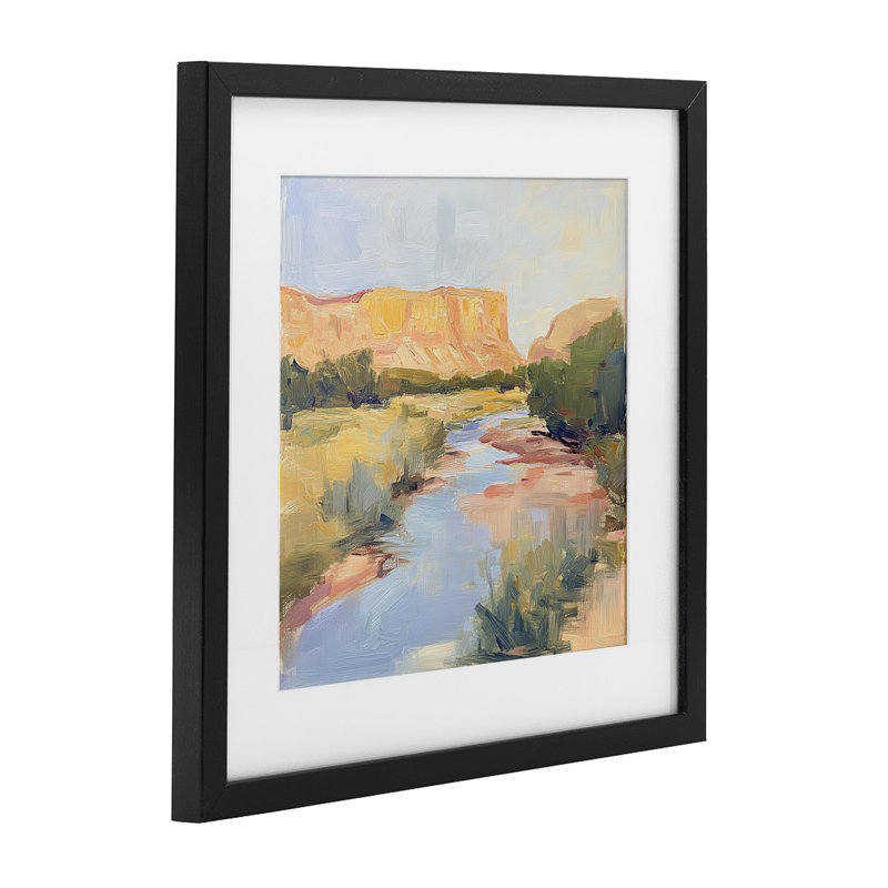 «Painted Plateau River Reflection», reproduction encadrée sous verre, par Petal Prints Design, 13 x 13