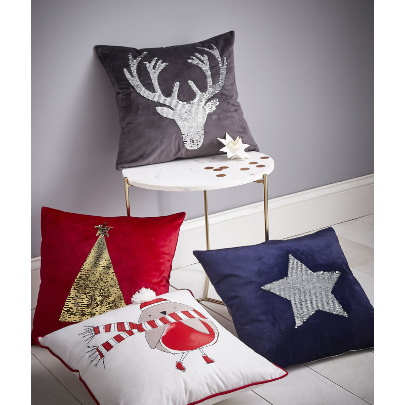 Sequin Christmas Tree 43x43cm Cushion with inner
