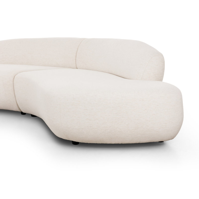 Belen Double Chaise-159”-Thames Coal, Nomad Snow Polyester Blend