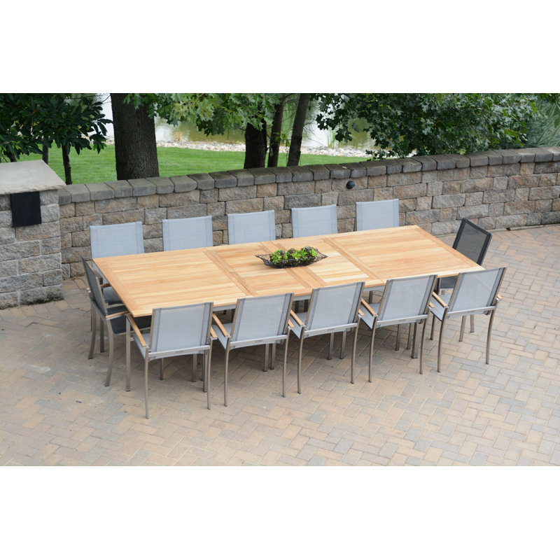 Avanti Teak Stainless Steel Outdoor Extension Table 81"-121"
