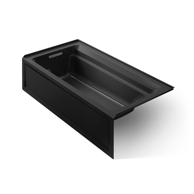Archer 72" x 36" Alcove Air Acrylic Bathtub Heater Included, Black, Left