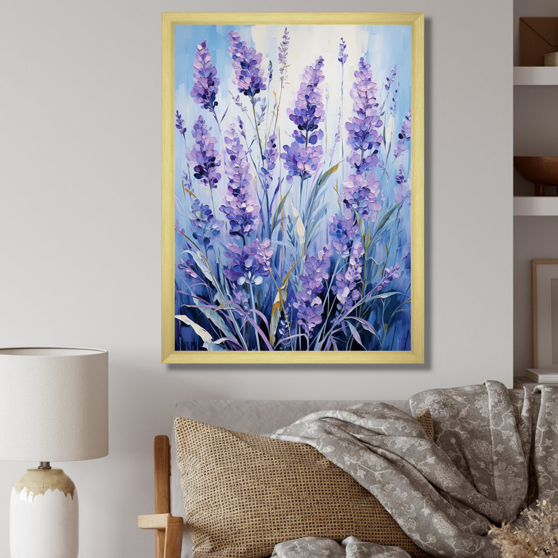 Lavande, sérénité, art floral, Cadre flottant noir, H 32 po x l 24 po x P 1 po