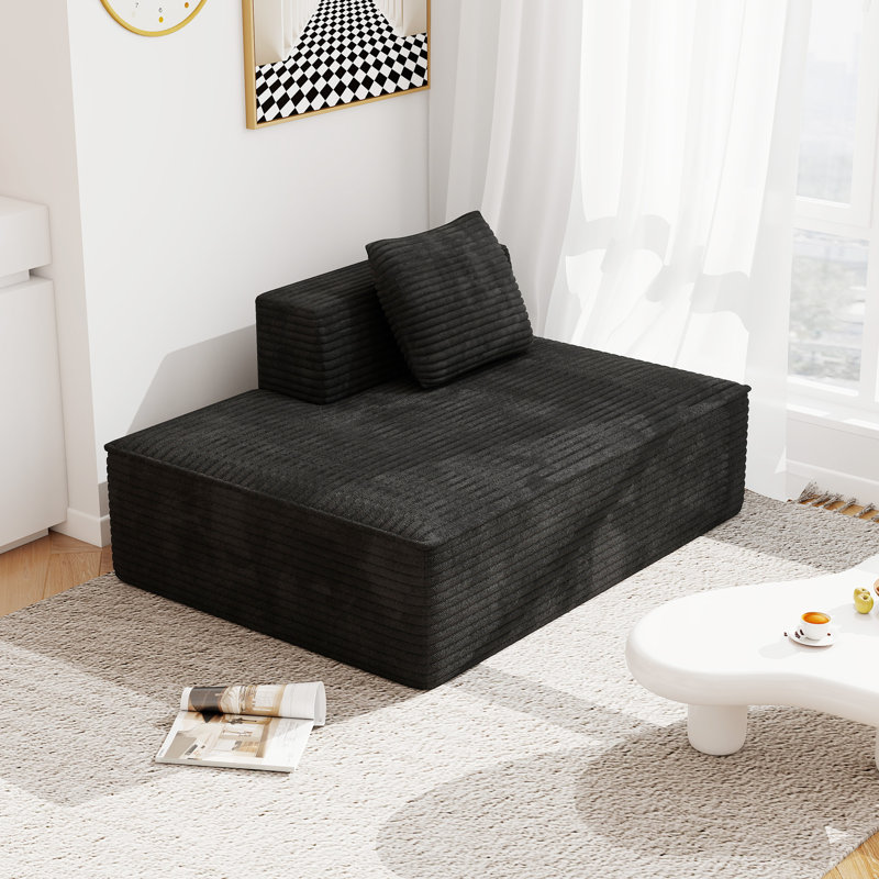 Canapé modulaire sans cadre 90 po Cloud, Velours côtelé noir