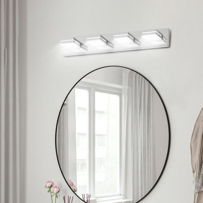Chrome 8-Light Dimmable LED Vanity Light with 360° Rotatable Lamp Heads for Bathroom, Vanity, Mirror, and Living Room