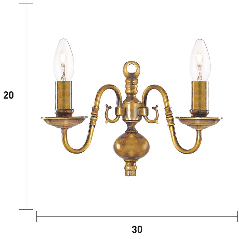 Scribner Candle Wall Light, Antique Brass