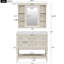 Meuble-lavabo 36 po avec armoire à pharmacie, 4 tiroirs, structure en bois massif, tablette ajustable avec miroir moderne, lavabo en céramique, lavabo pré-percé à trois trous, peinture imperméable, assemblage facile, espace spacieux-1350602838