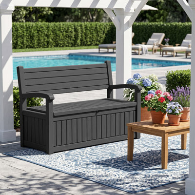 100 Gallon Durable Resin Outdoor Storage and Organization Deck Box Ideal For Garden Patio Furniture and Supplies