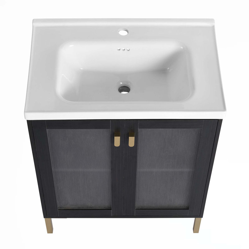 Contreplaqué de meuble-lavabo autoportant avec lavabo en céramique