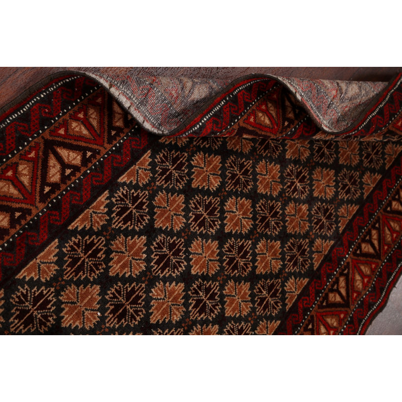 Tapis décoratif en laine de conception unique 3 pi 1 po x 6 pi noué à la main New Age Balouch