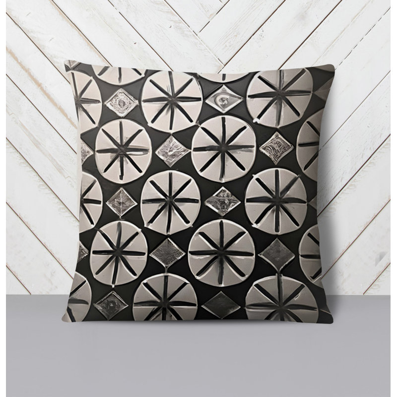 Throw Pillow With Insert, Black/Gray Abstract 3, 20"H x 20"W