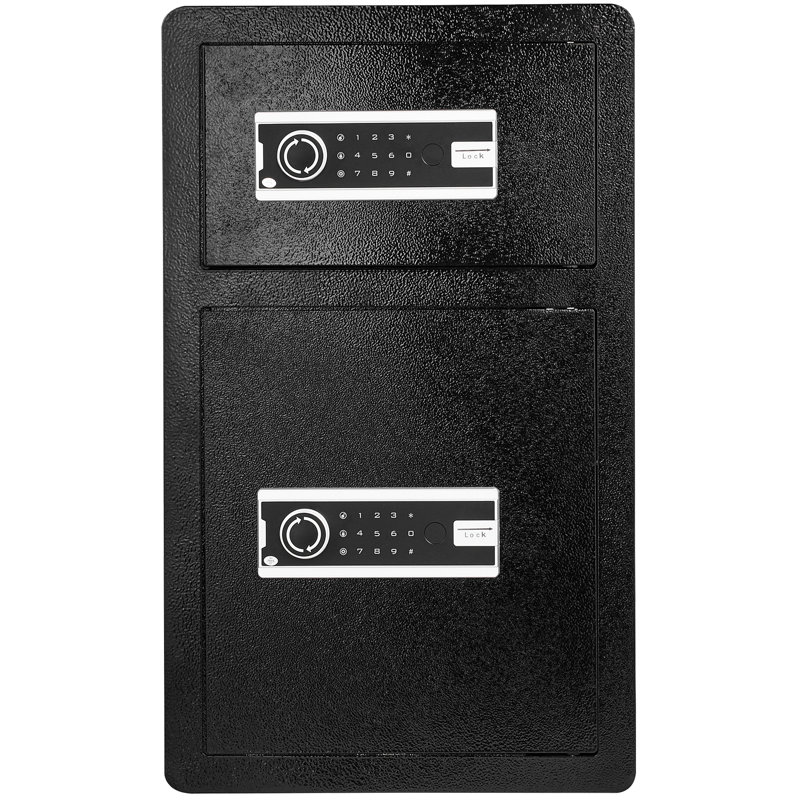 Coffre-fort à double porte de 4,5 pieds cubes, noir, serrure à clé, mot de passe, acier de haute qualité, plaque de 3 mm, 5 boulons solides, double alarme, 3 méthodes de déverrouillage, tablette réglable, DEL pour ranger des articles importants comme de l'argent,