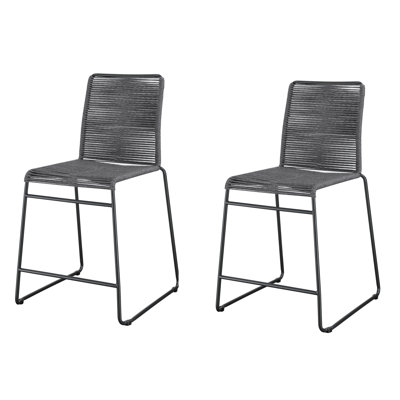 Ensemble de 2 tabourets Bayliff gris anthracite et gris anthracite