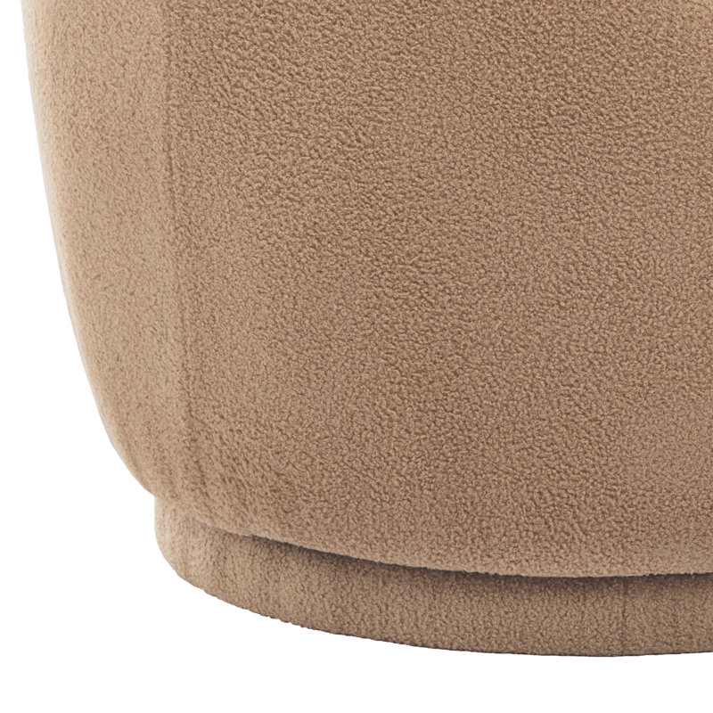 Aunna Upholstered Swivel Barrel Chair, Light Brown Boucle