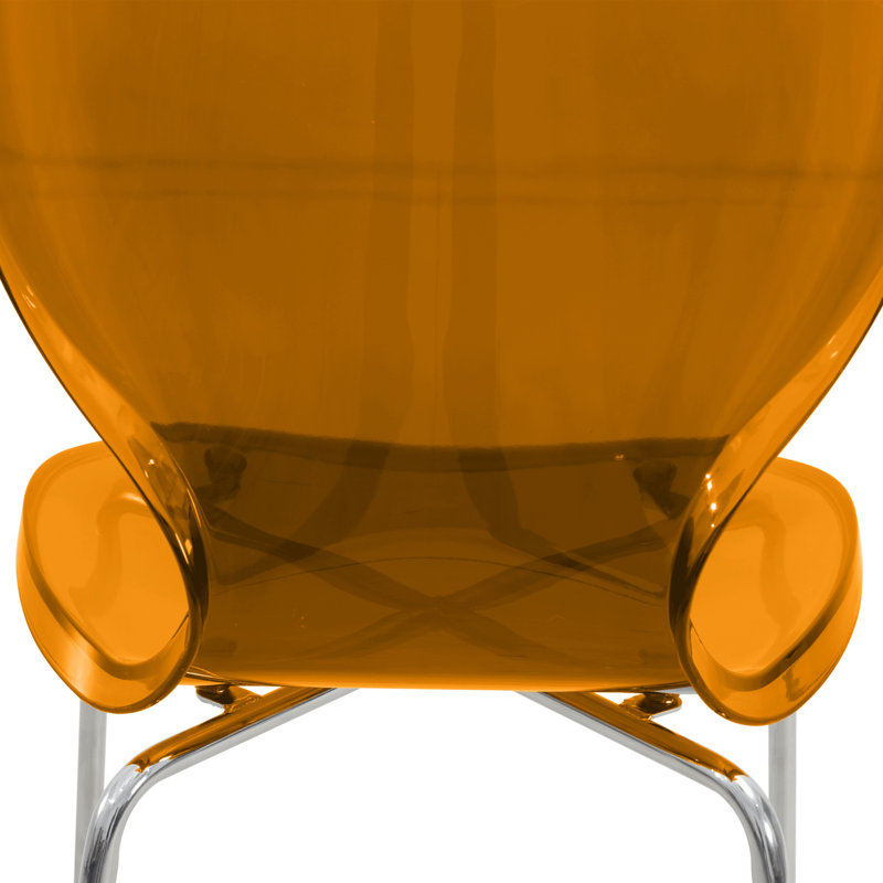 Edenfield Acrylic Barstool with Steel Frame in Chrome Finish, Transparent Orange