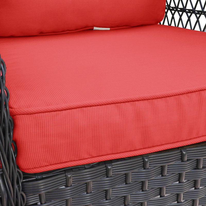 Ensemble de 3 chaises d'extérieur pivotantes à bascule en osier avec plateau en verre, pour la détente sur le patio et le balcon