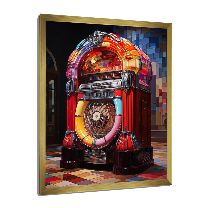 " Jukeboxes Nostalgic Melodies II ", 20" H x 12" W x 1" D, Gold Picture Framed