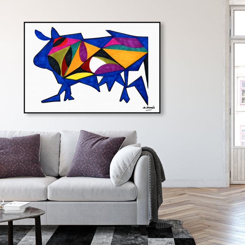 Manuel Roman - Bull Sunrise Print by Oliver Gal, 21"H x 31"W, Black Floater Frame