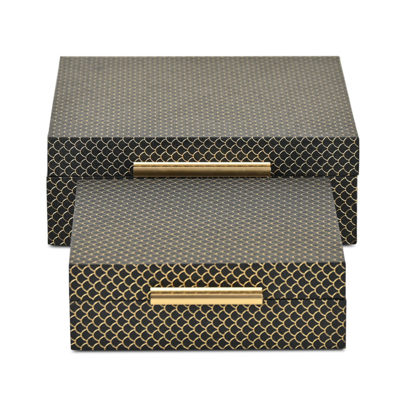 Ensemble de boîtes carrées Mariline, Noir, noir, noir, noir