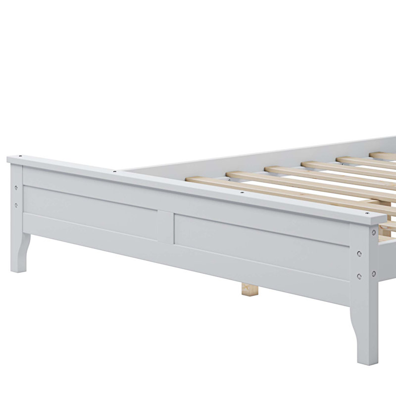 Lit plateforme en bois massif, base de lit à profil bas, Complète, Blanc