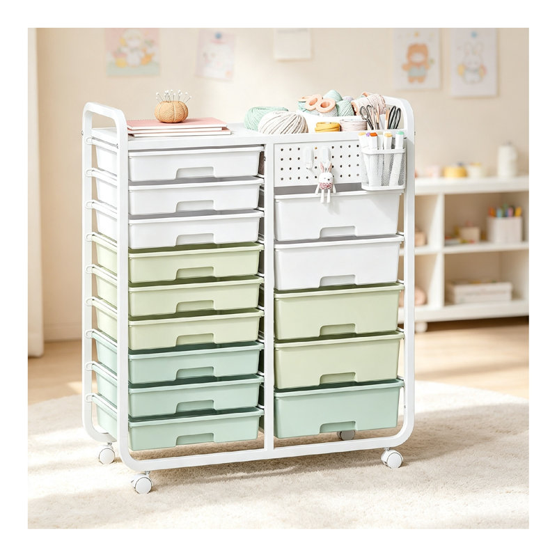 14 Drawer Storage Drawer, Green