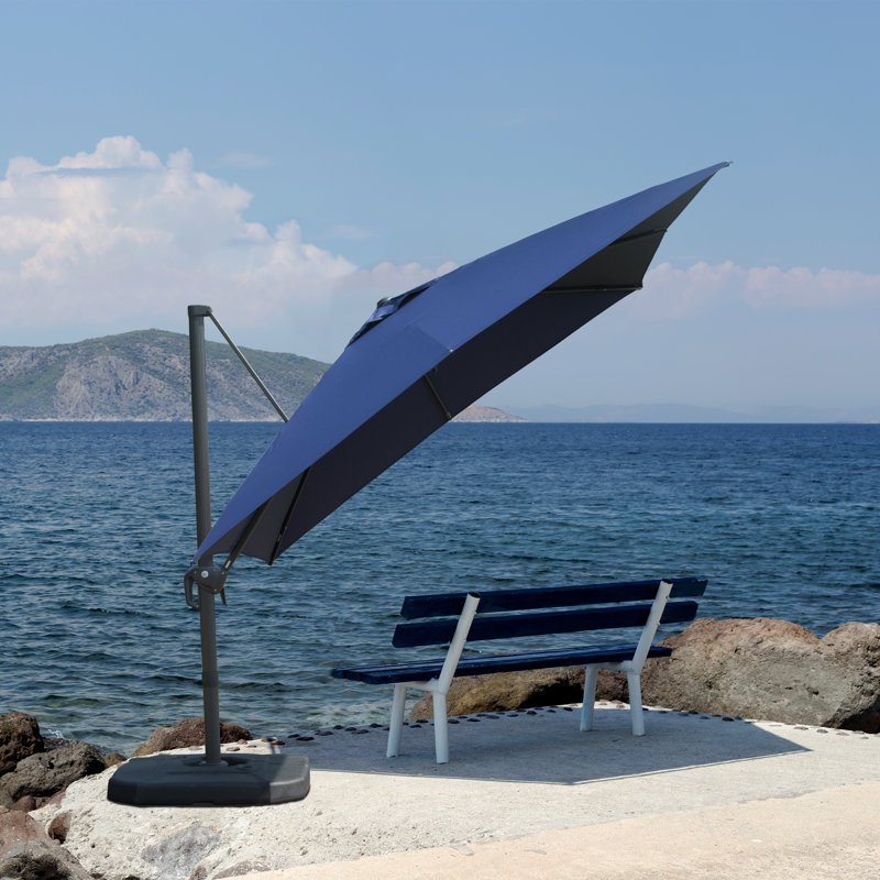 Parasol en porte-à-faux Shellise, Marine, 11,48 pi x 8,86 pi