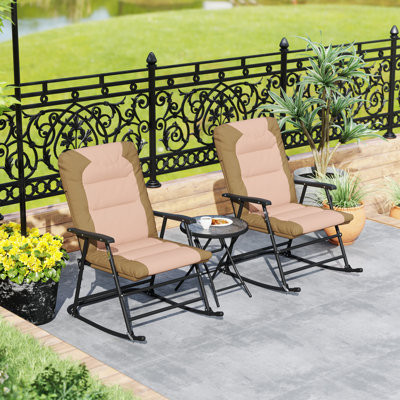 Ensemble de chaises berçantes pliables 3 pièces