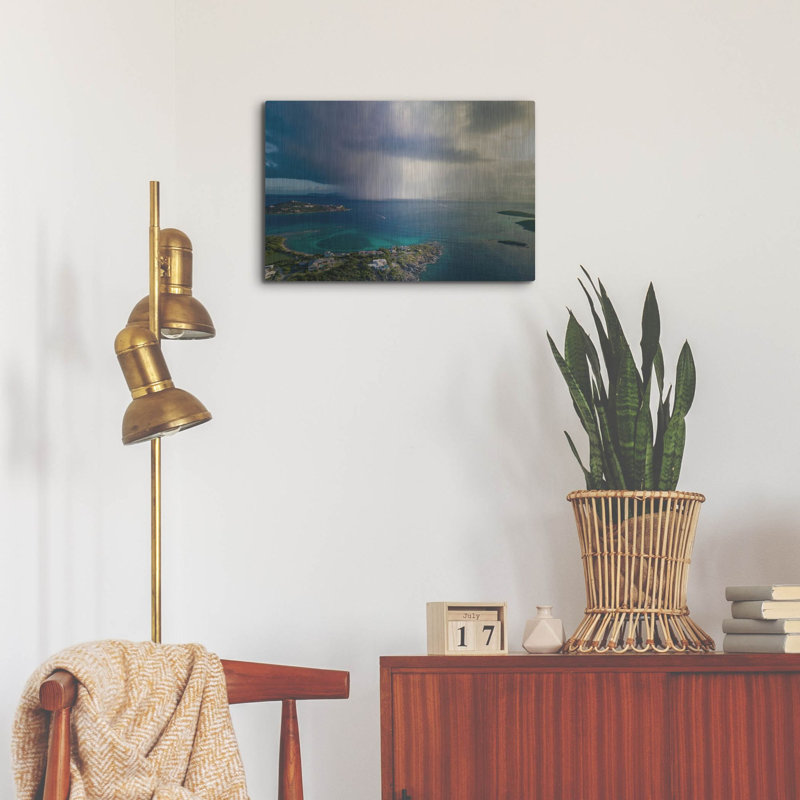 «St Thomas USVI Rain», art mural en métal, 24 po x 16 po