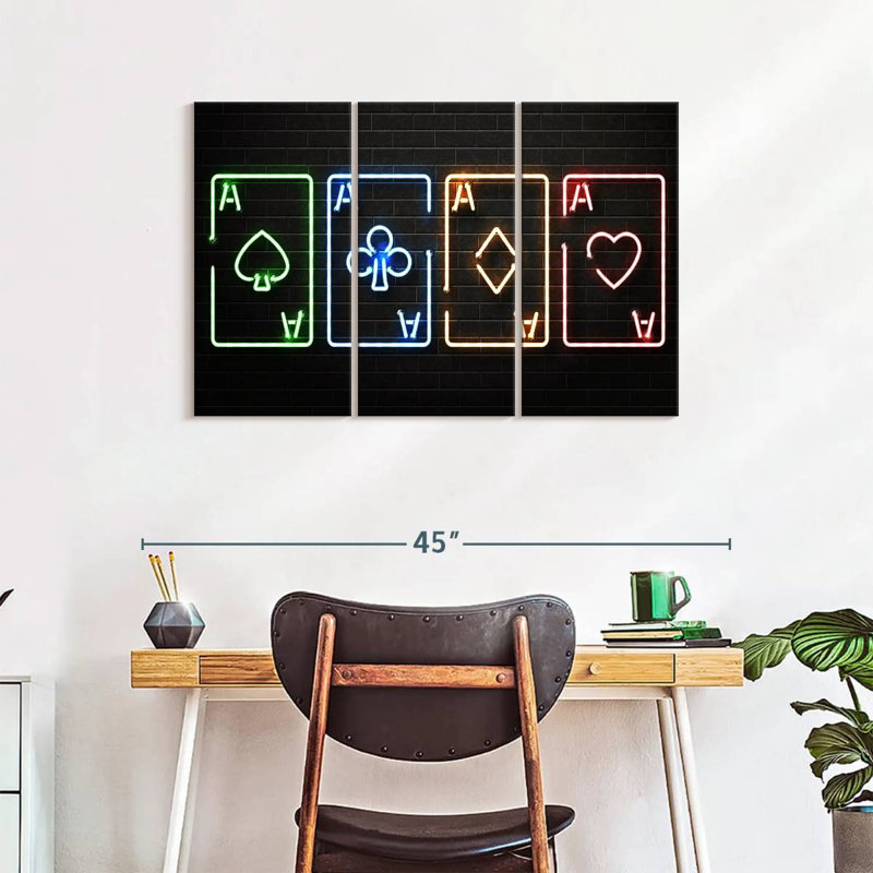 Reproduction d'art sur toile néon, H 24 po x l 38 po x P 1,25 po
