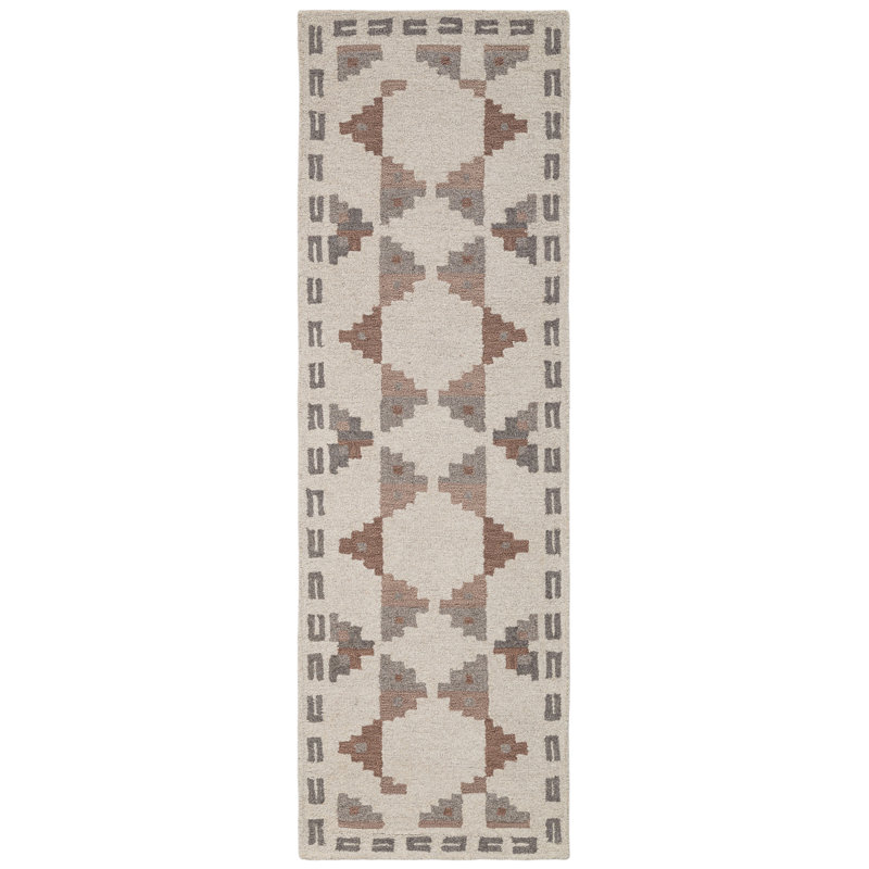 Tapis rectangulaire en laine Elsey, Tapis de couloir 2 pi 6 po x 8 pi