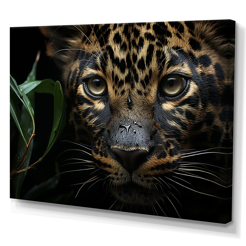 " Candid Jungle Captivation Leopard ", 24" H x 32" W x 1" D, Wrapped Canvas