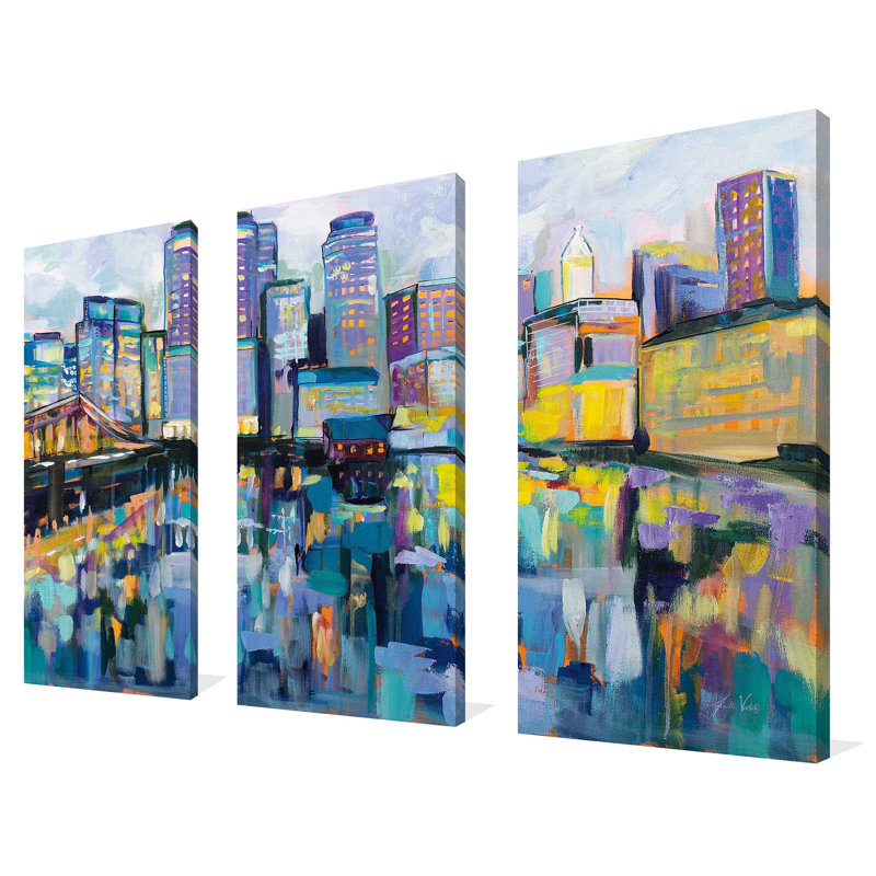 "Boston Harbor", ensemble de 3 impressions sur toile