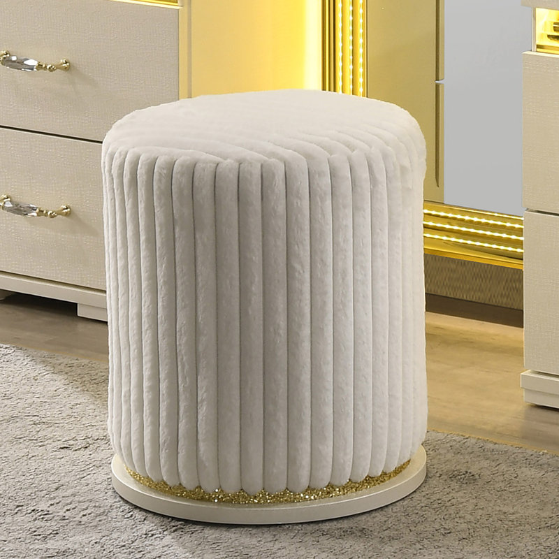 Tabouret rond rembourré Arica, Beige