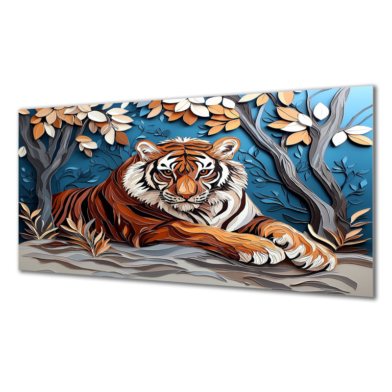 «Tigers Majestic Regal Pose», impression d'art mural en métal animal tigre, H 28 po x l 60 po