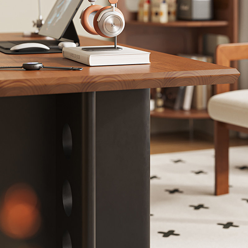 CNL810283101170&Size Solid Wood Iron Writing Desk, 29.53" H x 62.99" W x 31.5" D