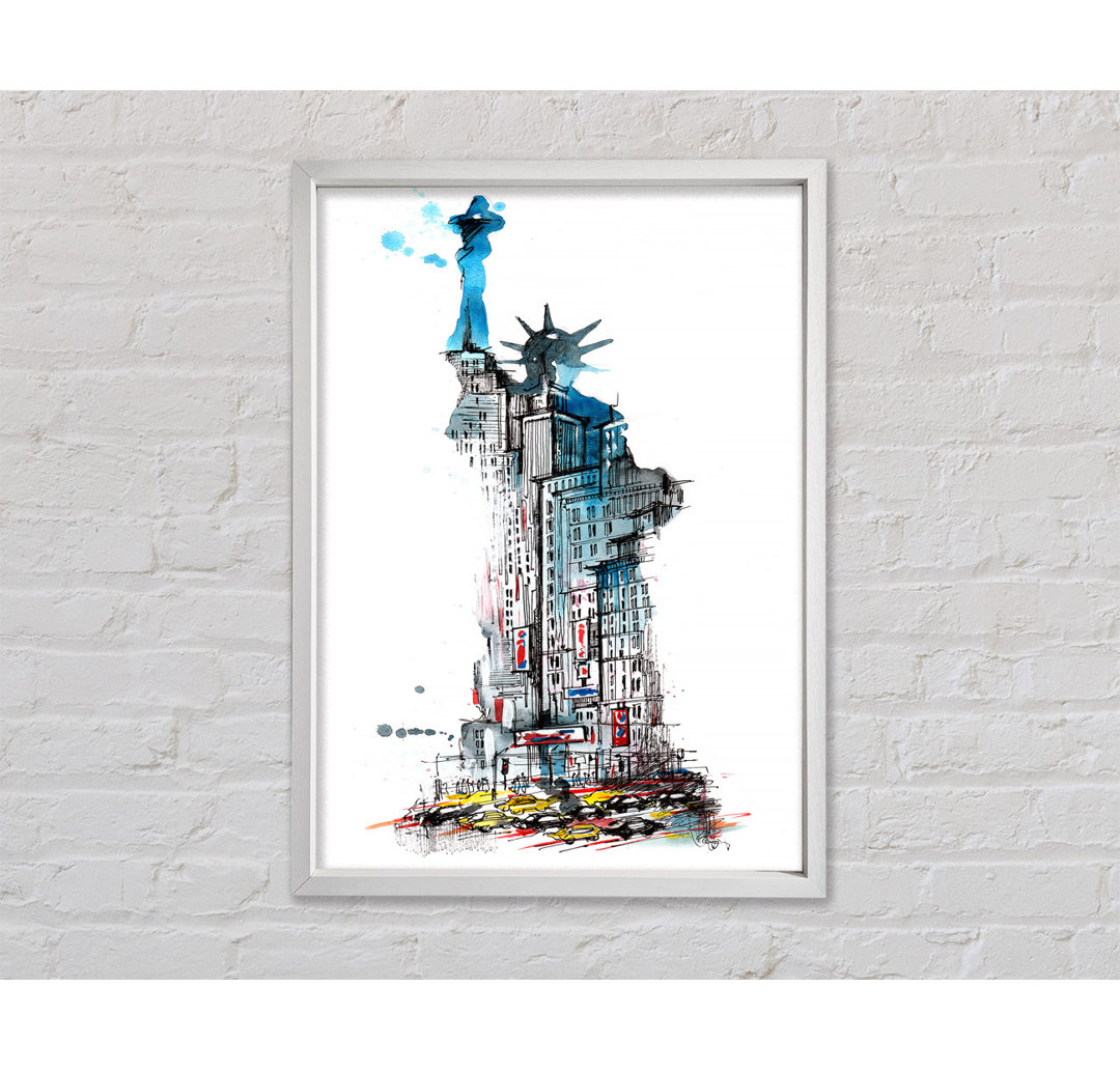 The Big Apple In The Statue Of Liberty - Einzelbildrahmen Kunstdrucke auf Leinwand