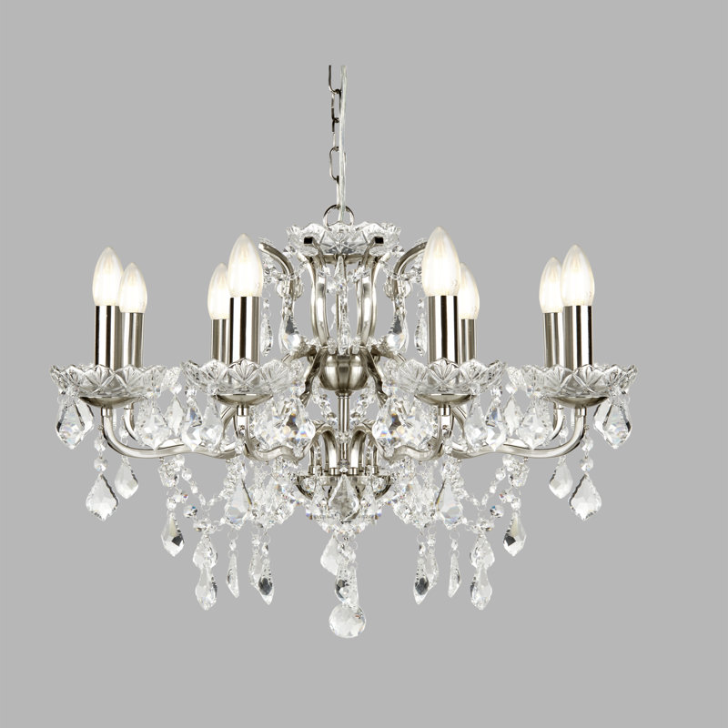 Alize 8 - Light Candle Style Chandelier, Satin Silver