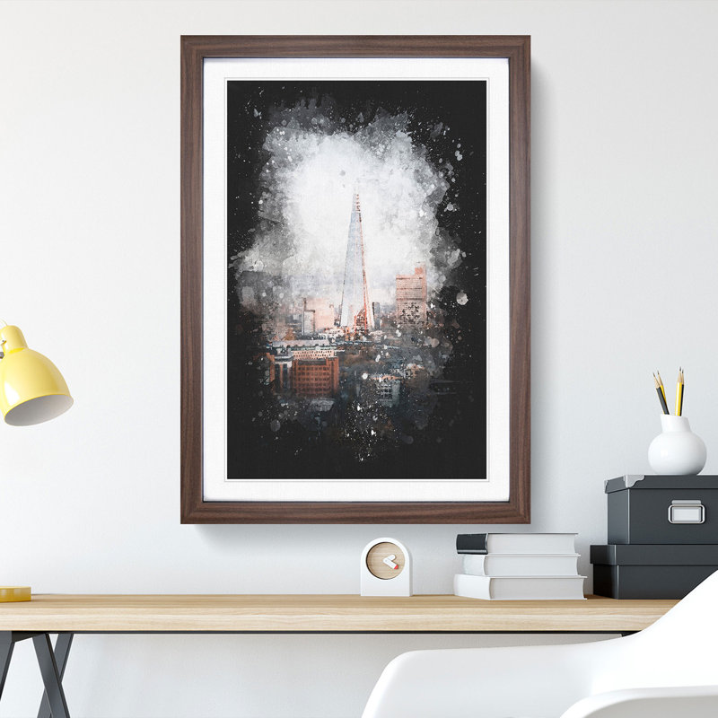 The Shard in London Vol.5 - Picture Frame Graphic Art, 90cm H x 65cm W x 2cm D, Walnut Framed