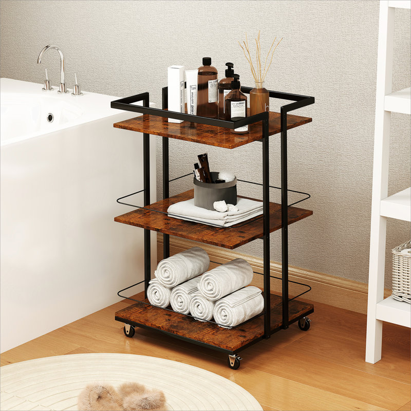 Multi-tier Salon Cart with Universal Wheels and Iron Rail