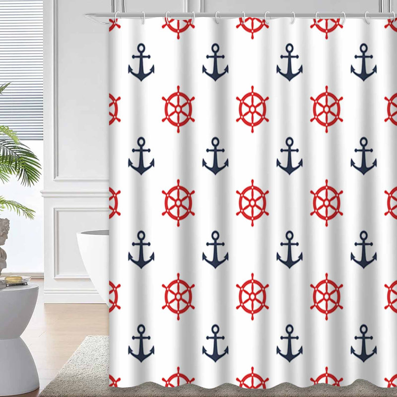 Rideau de douche rouge avec 12 crochets, L 72 po x l 78 po