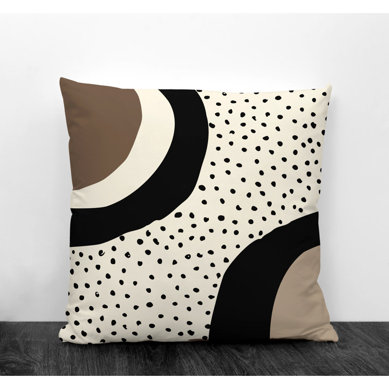 Jira Abstract Outdoor Reversible Throw Pillow, Beige/Off White/Black, 19" x 19"