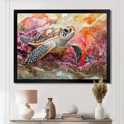 Aquarium Turtle Coral Sanctuary I - Turtle Canvas Wall Art