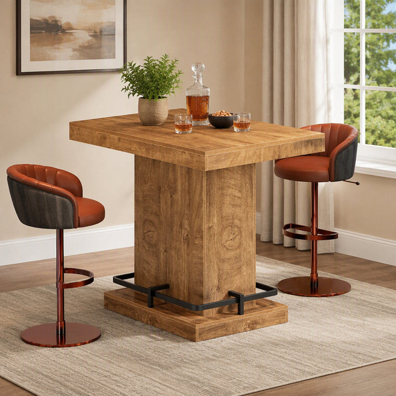 Table bistro 47 ", table bistro rectangulaire avec repose-pieds en métal