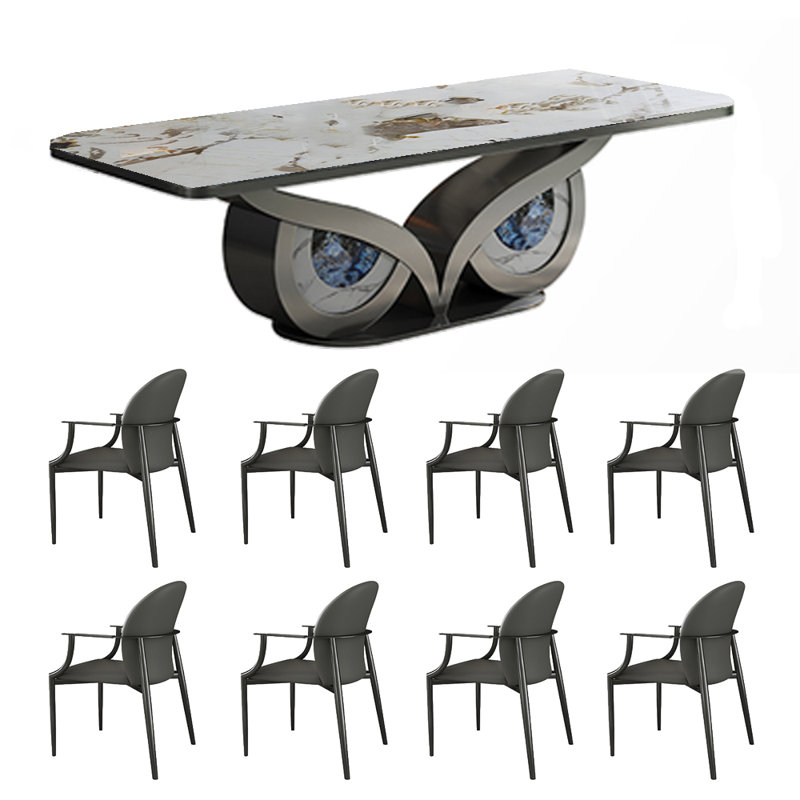 Ensemble de salle à manger rectangulaire moderne 35,4 po, Gris, H 29,5 po x L 86,6 po x l 35,4 po