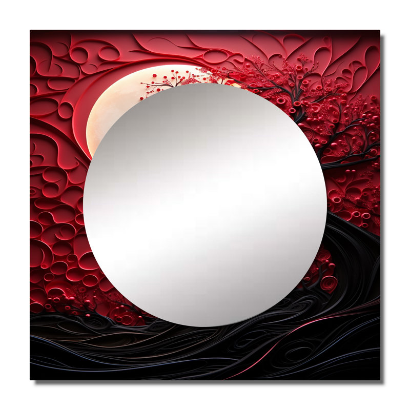 Vilde - Grand miroir mural carré pour chambre à coucher Moon, 23 po x 23 po