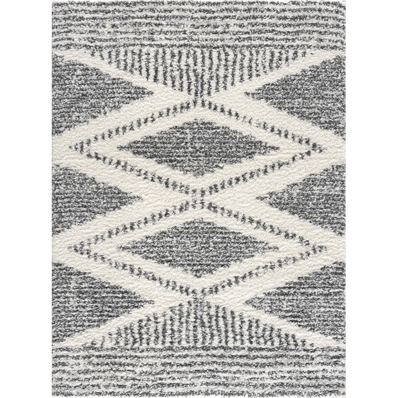 Tapis gris à poils longs Anzio, Rectangle 7 pi 10 po x 10 pi 3 po