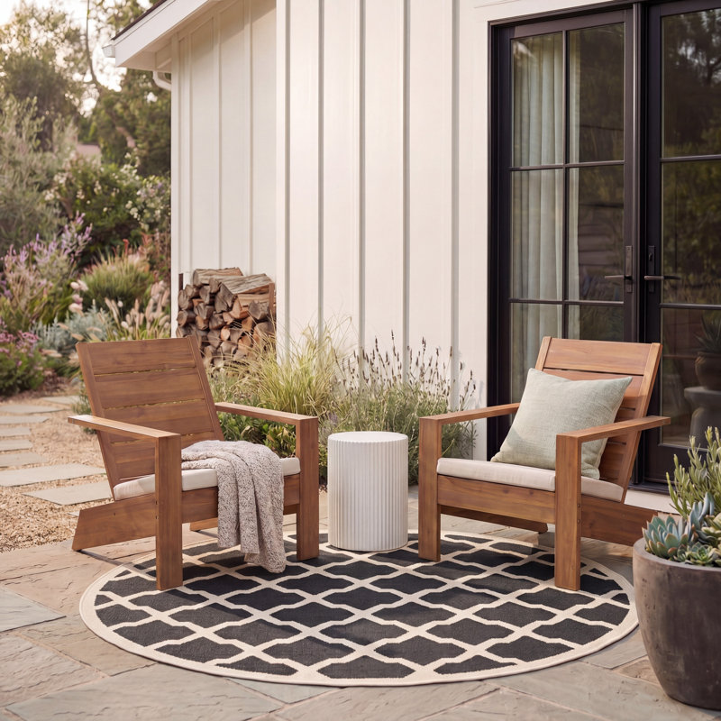 Arneshia Black Indoor/Outdoor Area Rug, Round 5'3"