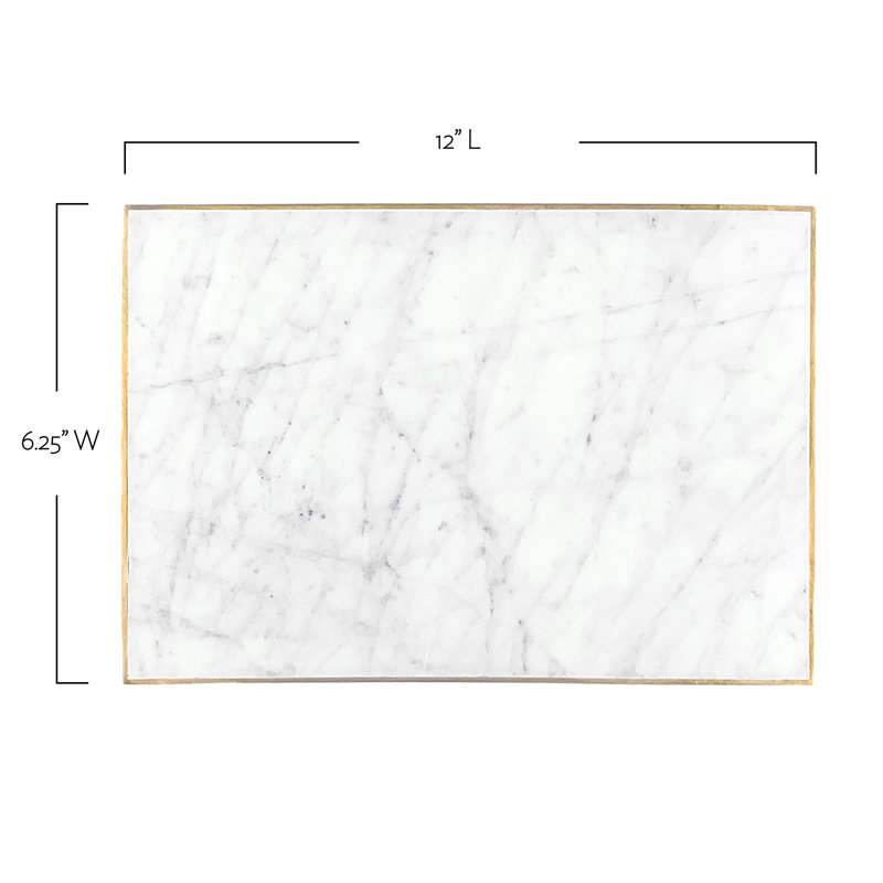 Canvas Home Verona White Marble Small Cheese Board, 6.25" H x 12" W x 0.59" D