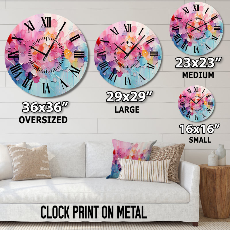 Horloge murale rose et bleu pastel, Grand