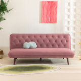 Jolee 70.4" Mid Century Modern Velvet Armless Convertible Futon, Twin Size